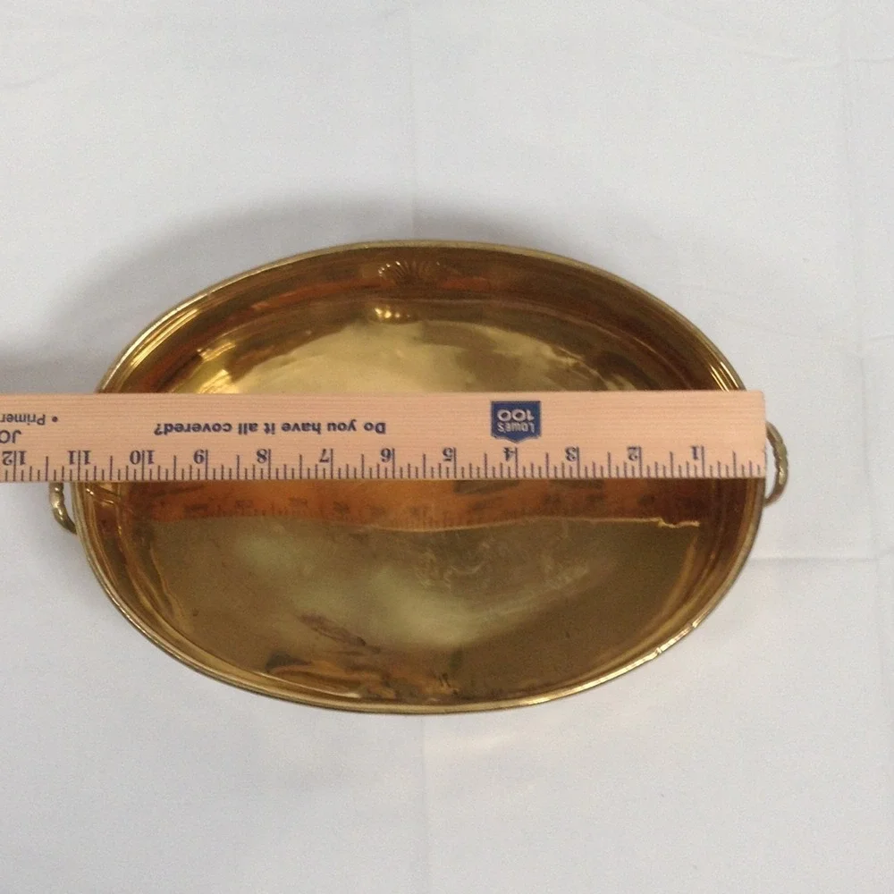 Laquered Solid‎ Brass Hosley Planter Oblong with Handles Made in India